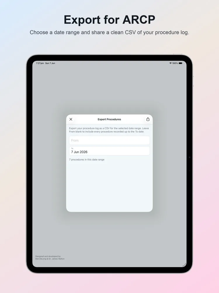 Export EM Logbook records on iPad
